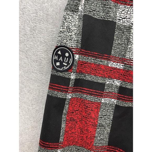 Maui and Sons Men's Board Shorts Red Black Check Size Small - Picture 5 of 10